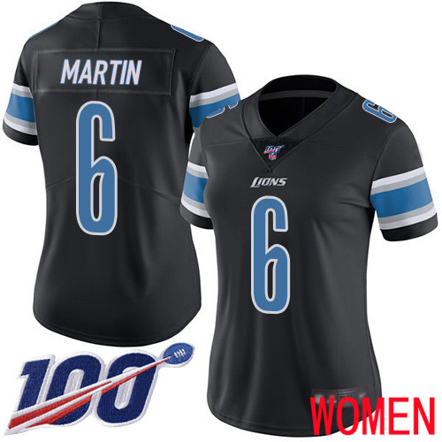 Detroit Lions Limited Black Women Sam Martin Jersey NFL Football 6 100th Season Rush Vapor Untouchable